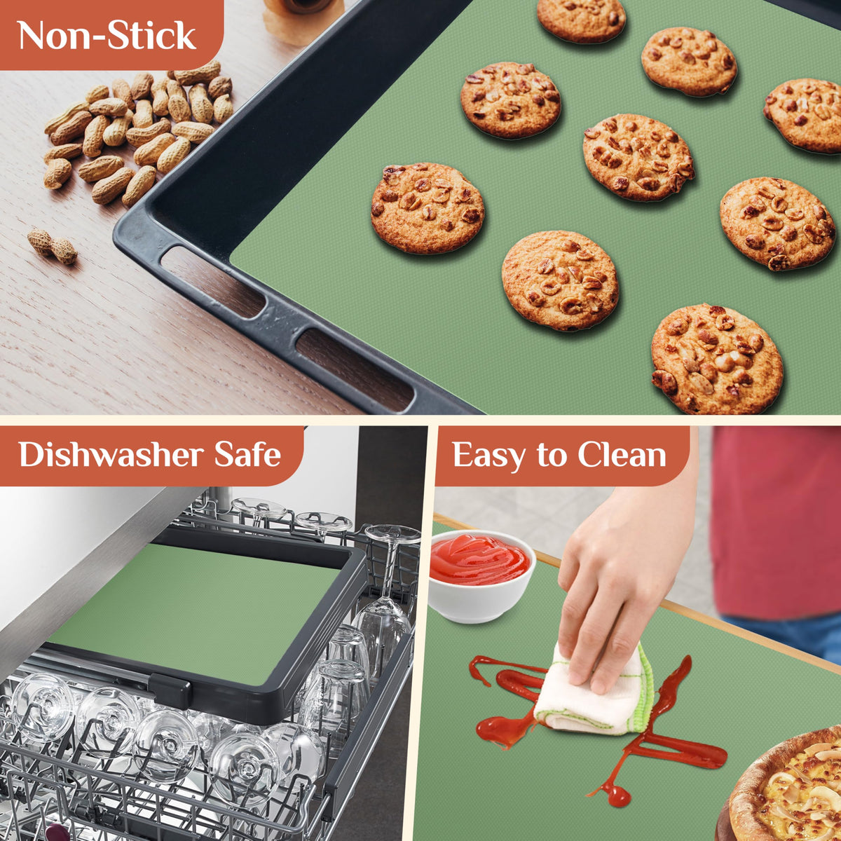 GTJ silicone baking mat roll oven and freezer safe for versatile meals
