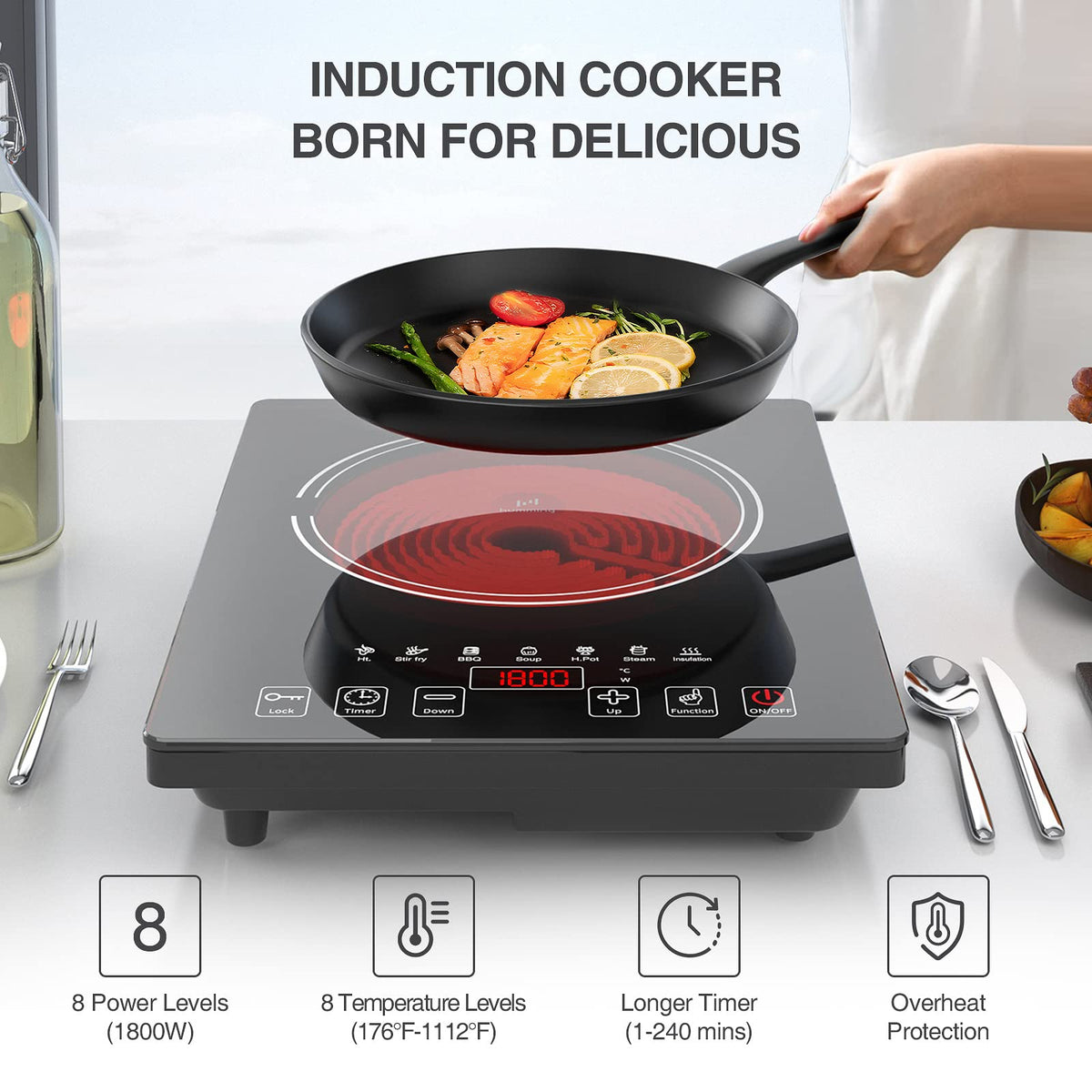 GTKZW versatile cooktop ready for camping and home use with standard plug.