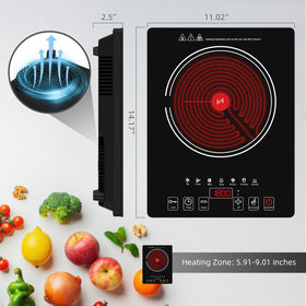 GTKZW electric cooktop control panel with LED touch for precise control.