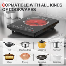 GTKZW compact portable cooktop shown with a hand for scale.