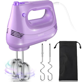 GUALIU electric hand mixer purple front view for versatile baking tasks