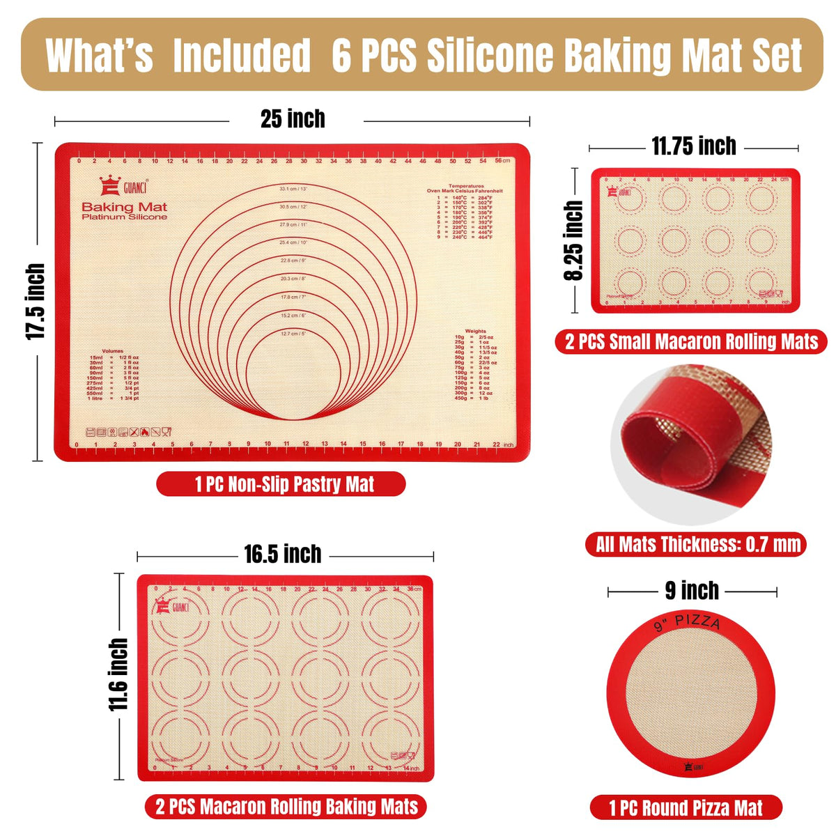 GUANCI medium macaron rolling mat for smooth dough handling.