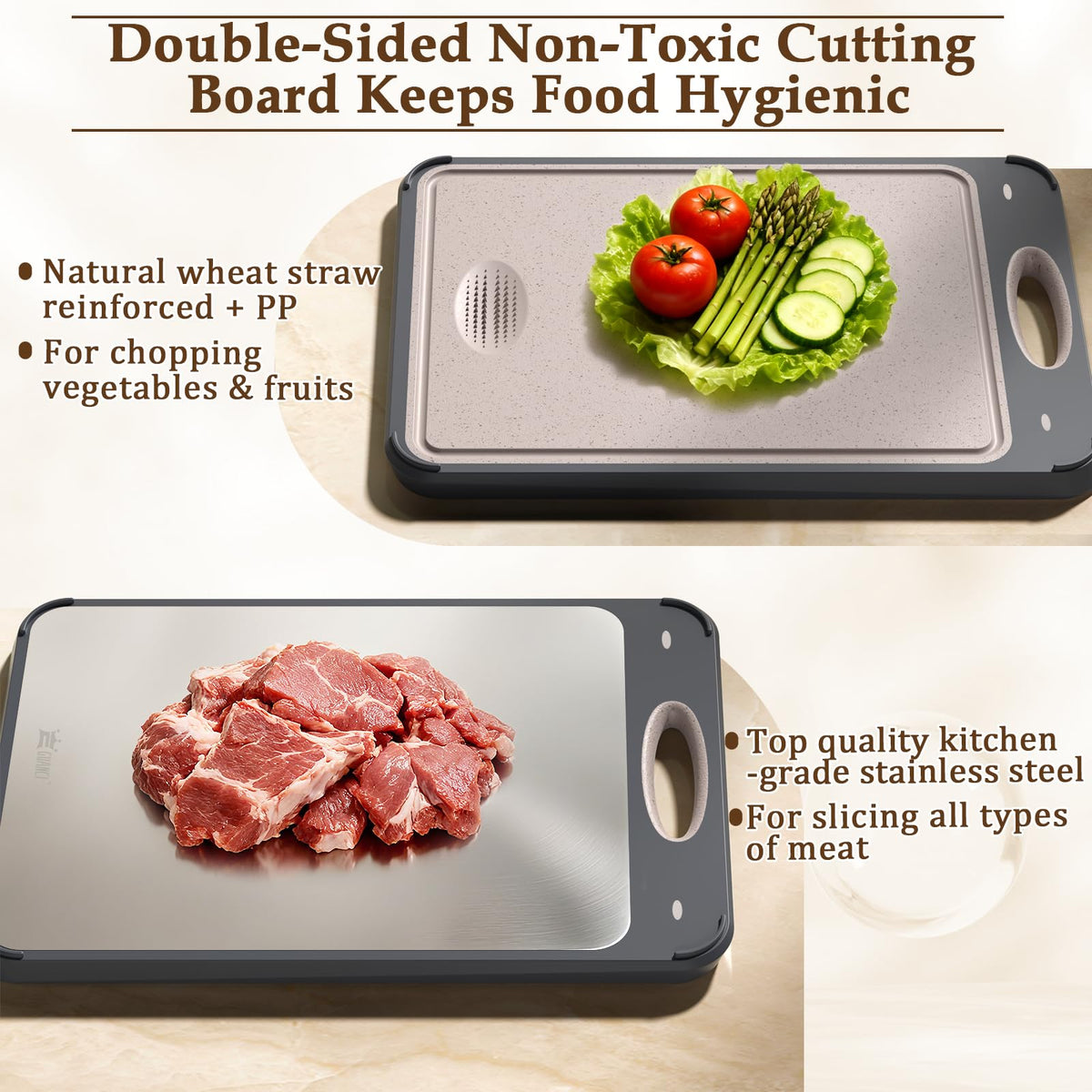 GUANCI cutting board wheat straw side ideal for fruits and vegetables
