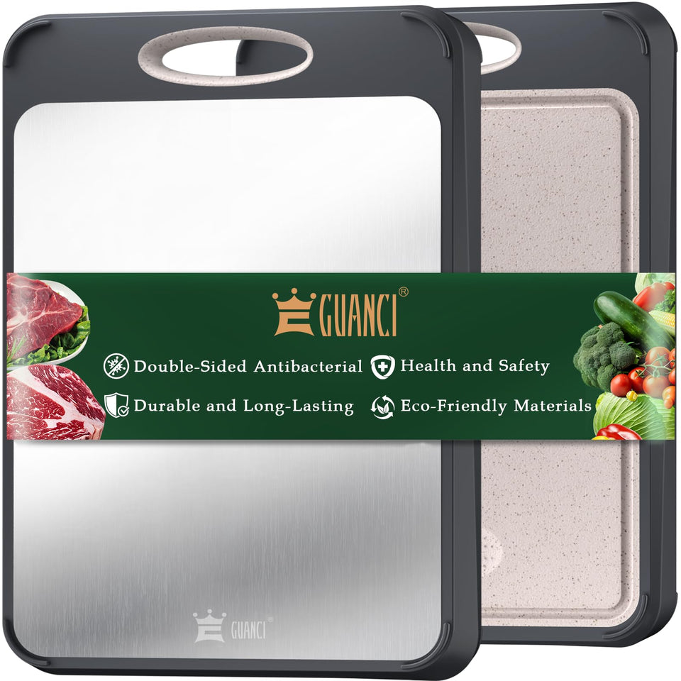 GUANCI stainless steel side cutting board for meat slicing and durable kitchen prep