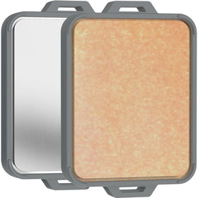 GUANCI titanium cutting board titanium side with a hard, non-porous surface resistant to knife marks.