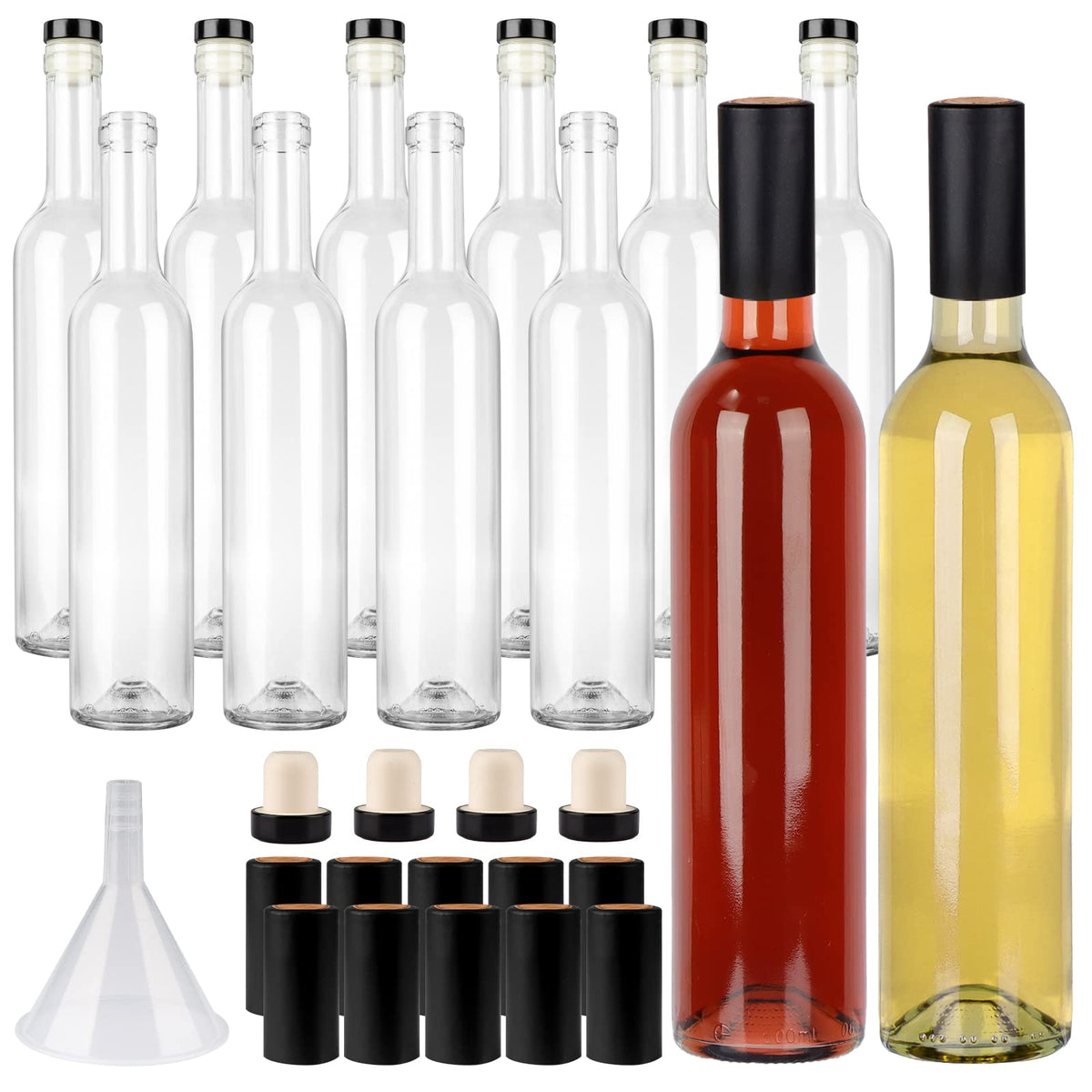 GUANENA 12-pack 16oz glass bottles with cork lids—airtight seal for fresh ferments.