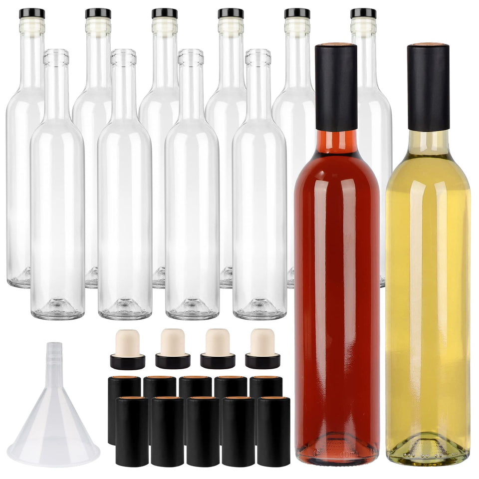 GUANENA 12-pack 16oz glass bottles with cork lids—airtight seal for fresh ferments.