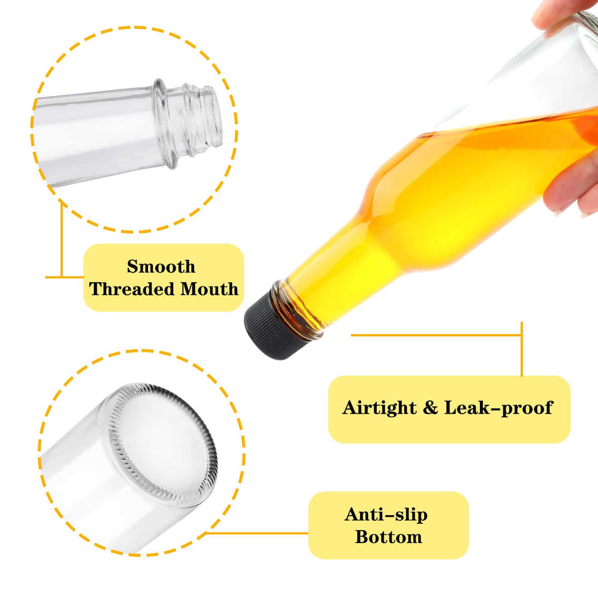 GUANENA airtight screw cap ensures fresh sauce with controlled flow.