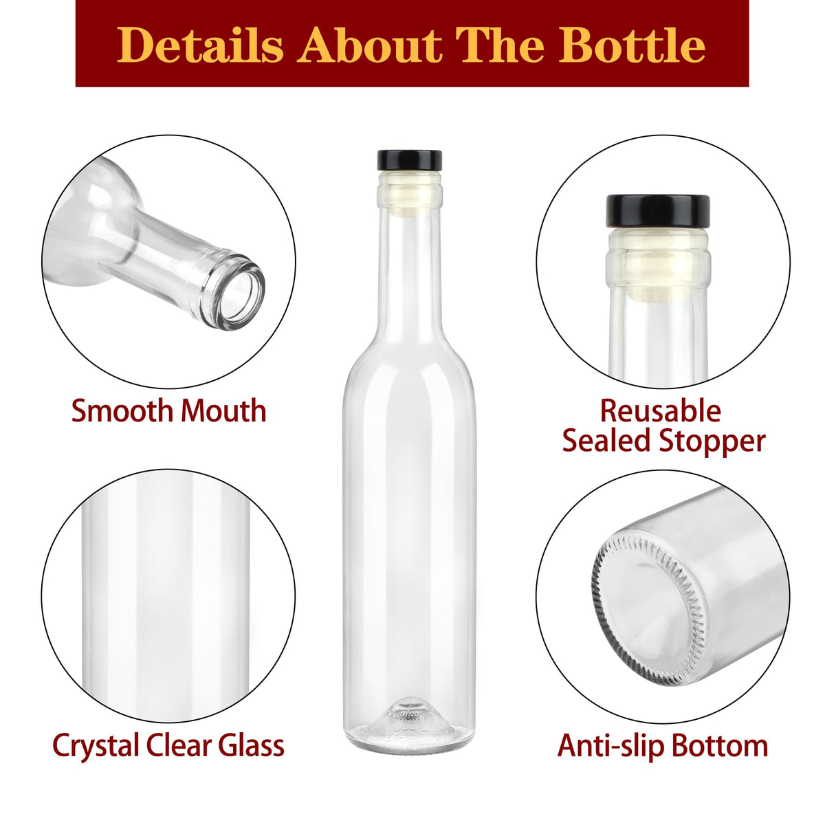 GUANENA bottle with T-shaped stopper ensuring tight seal.