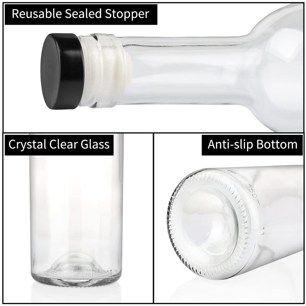 GUANENA slender clear glass bottle design for easy handling
