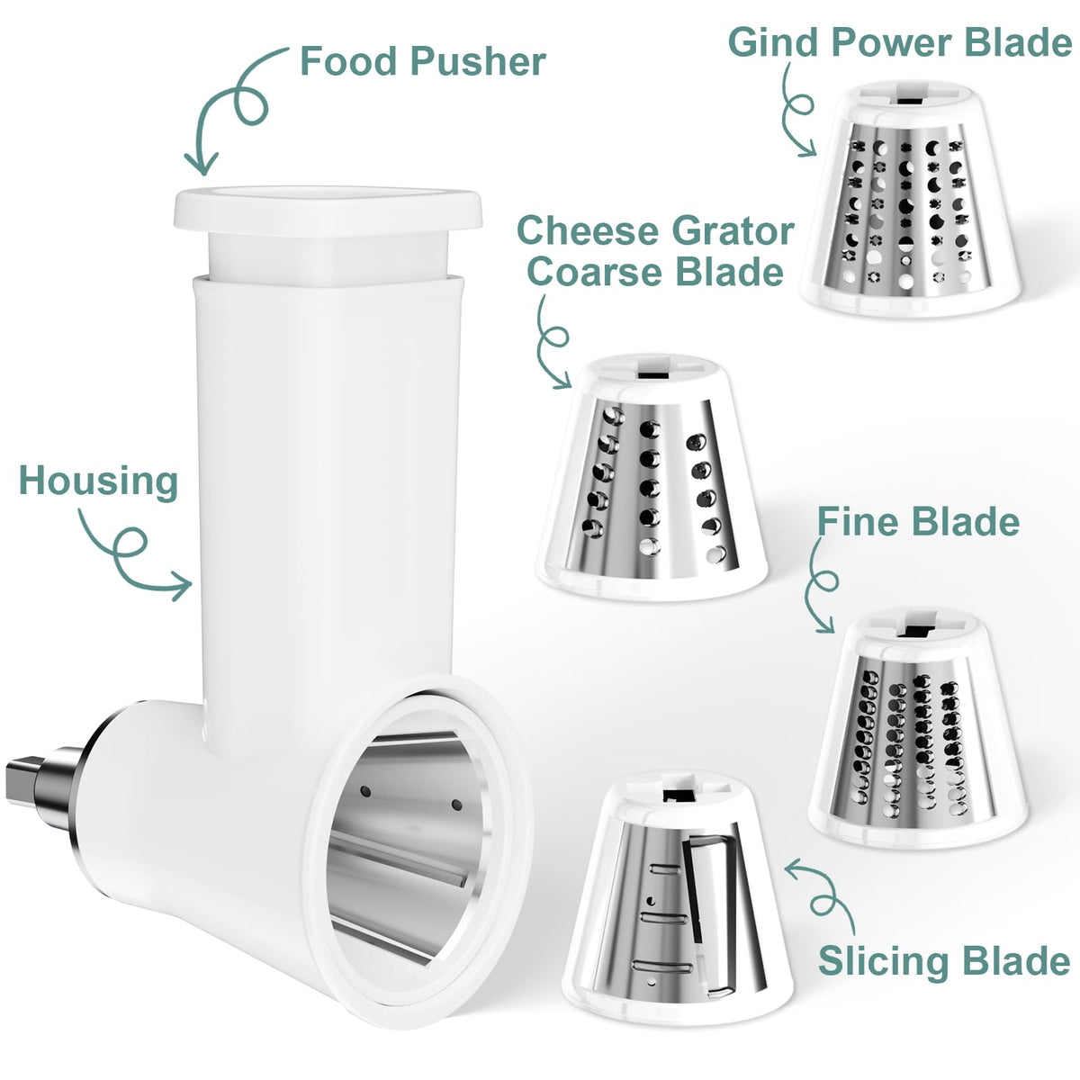 GuanQiao 5mm slicing blade delivers clean, uniform slices for salads and toppings.