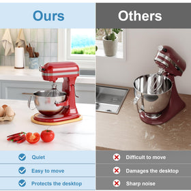Smooth sliding reduces effort when repositioning the mixer.