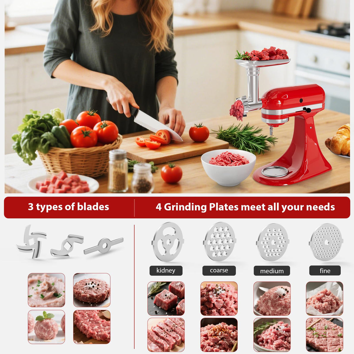 GuanQiao cheese grater attachment showing four blade options for textures