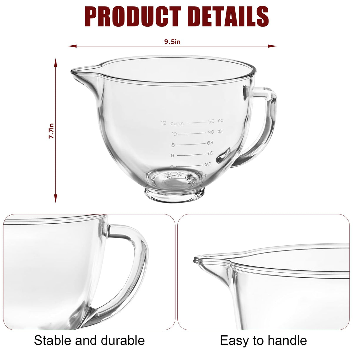 GuanQiao glass mixer bowl handle aids secure transport.