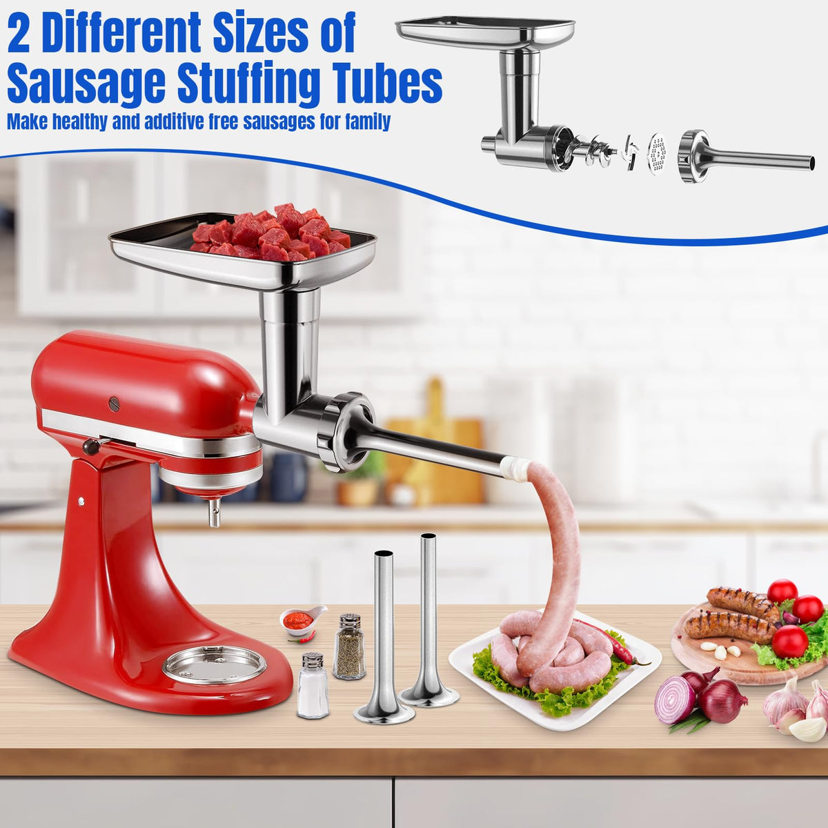 Two sausage stuffer tubes from GuanQiao for easy stuffing