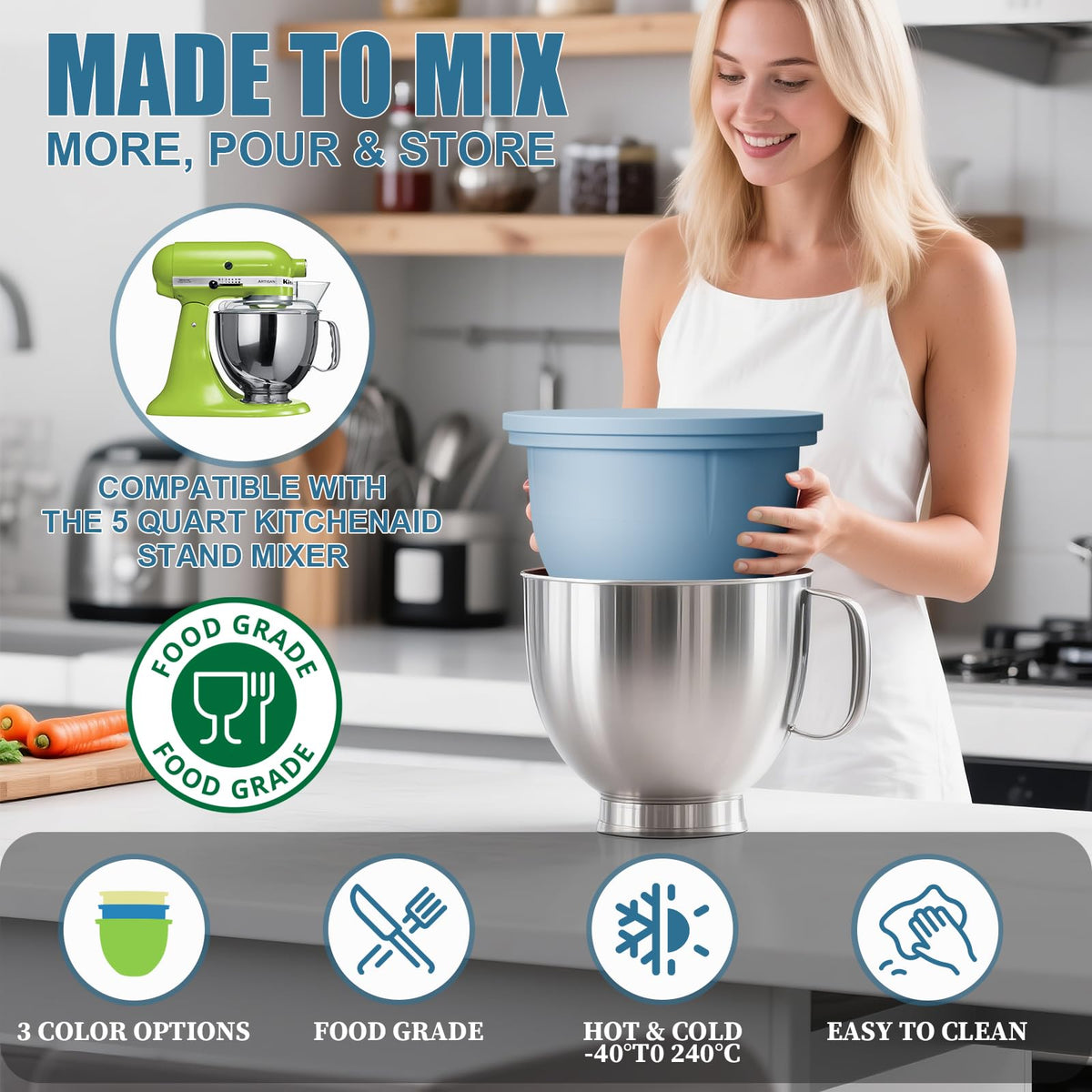 GuanQiao silicone liner set with lids helps keep ingredients organized