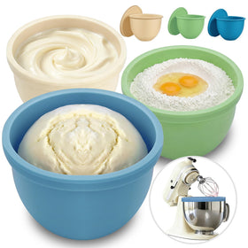 GuanQiao blue silicone bowl liner in use inside a KitchenAid bowl for mixing and storage