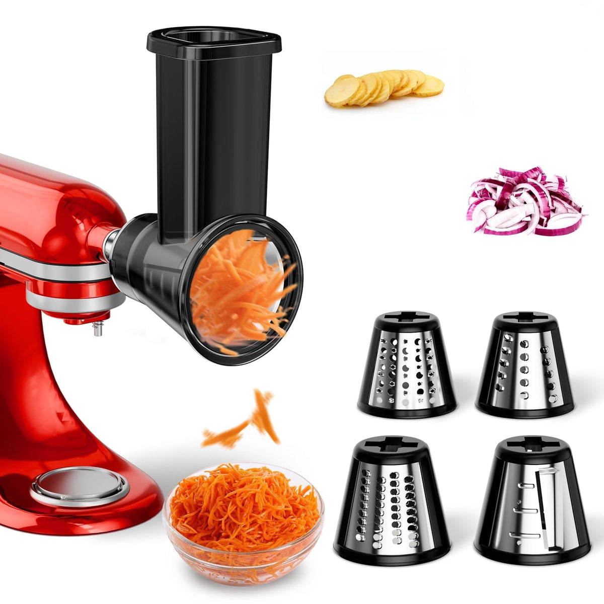 GuanQiao Slicer Shredder with large feed tube for quick whole-vegetable prep.