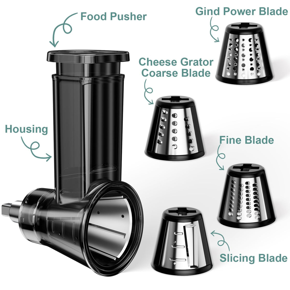 GuanQiao stainless steel blade set enables precise slicing and shredding.