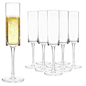 GuanQiao 24-pack 6oz flutes showcase bubbles with crystal clarity