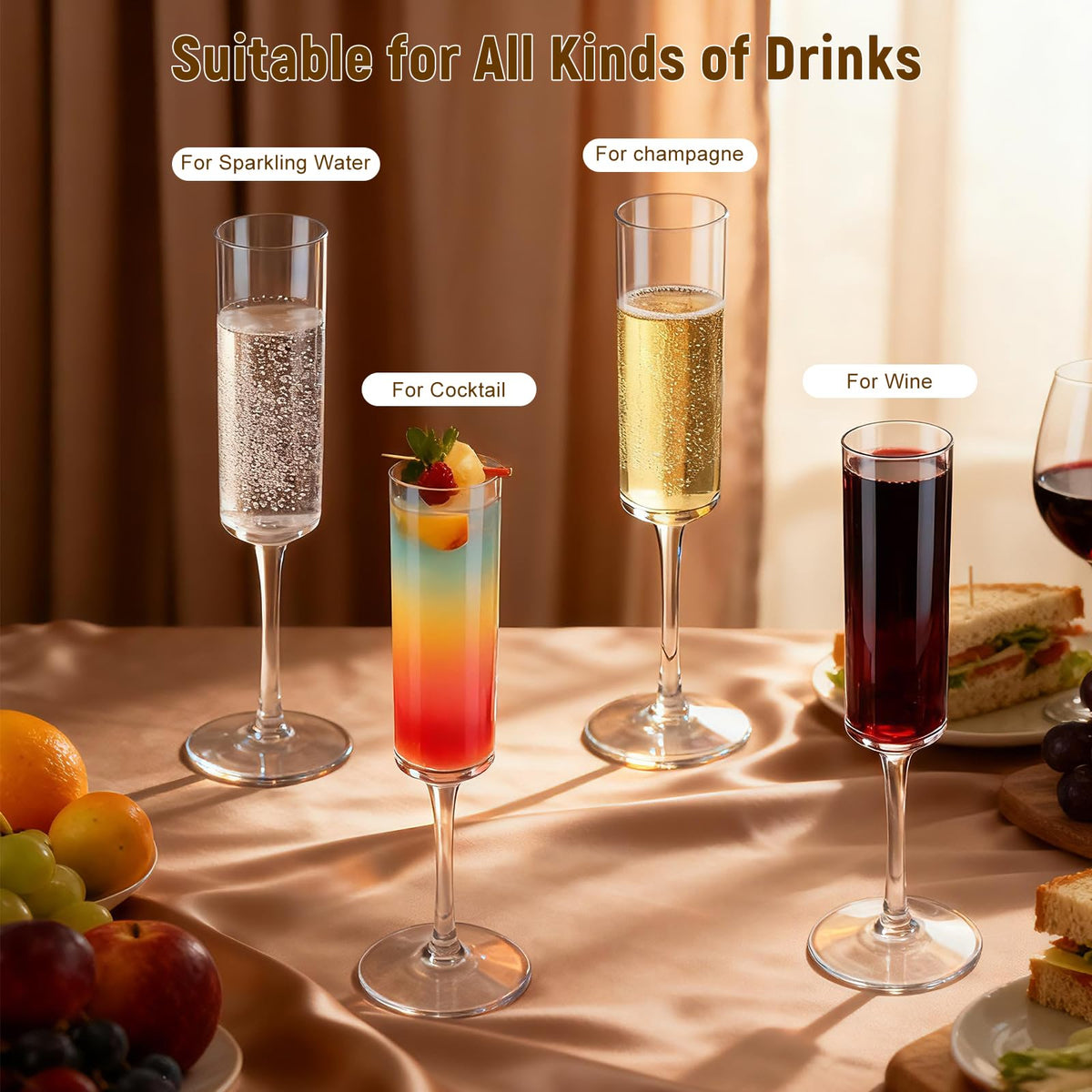 Elegant gift-ready GuanQiao champagne flutes for celebrations