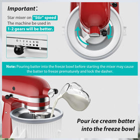 GuanQiao ice cream bowl in use with KitchenAid mixer for fresh dessert.
