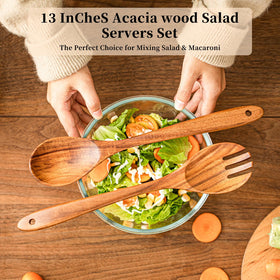 Gudamaye acacia salad serving set wall hanging for neat storage