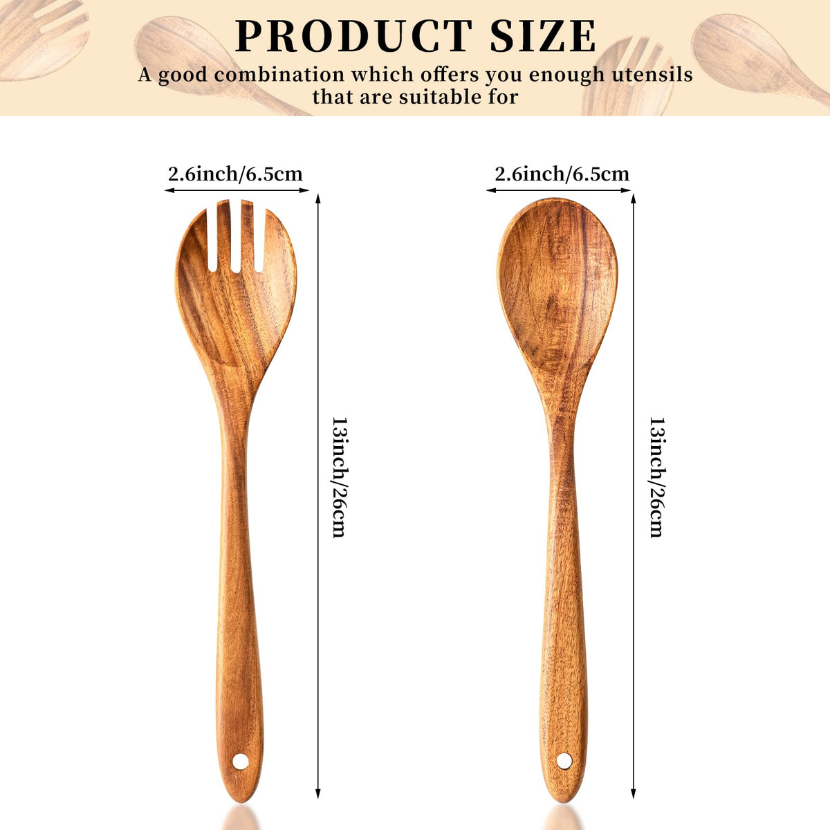 Gudamaye acacia salad tongs long handle, ideal for reaching tall bowls