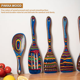 Gudamaye Pakkawood high-heat utensils resist heat while staying smooth.