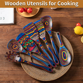 Gudamaye Pakkawood 7-piece set displayed for a practical kitchen setup.