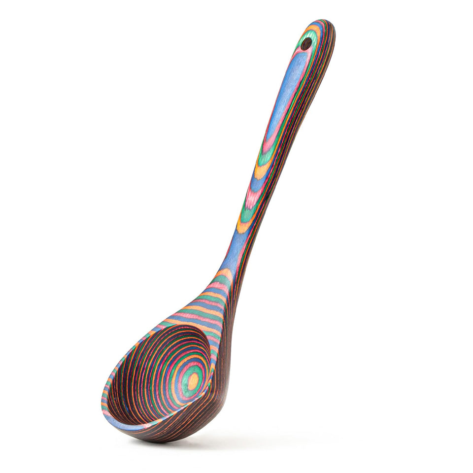 Gudamaye Pakkawood Rainbow Deep Soup Ladle front view for daily cooking