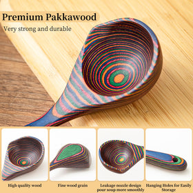 Gudamaye Pakkawood Rainbow Ladle handle detail reveals durable wood grain