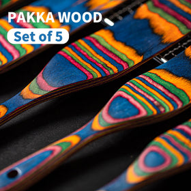 Gudamaye Pakkawood Spurtle Set Hanging for organized kitchen storage.