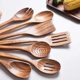 Gudamaye salad spoon and salad fork in teak wood for fresh greens