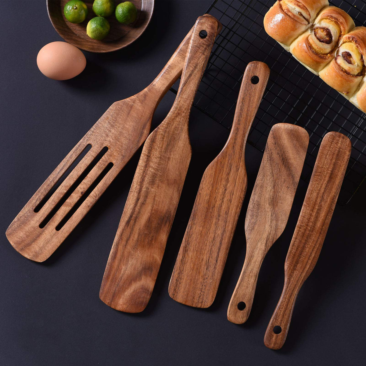 Gudamaye slotted spurtle draining sauces while mixing