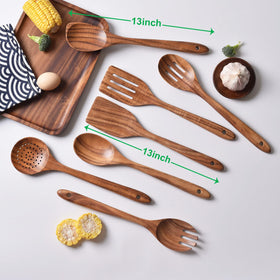 Gudamaye teak spoon close-up showing satin finish and comfortable grip