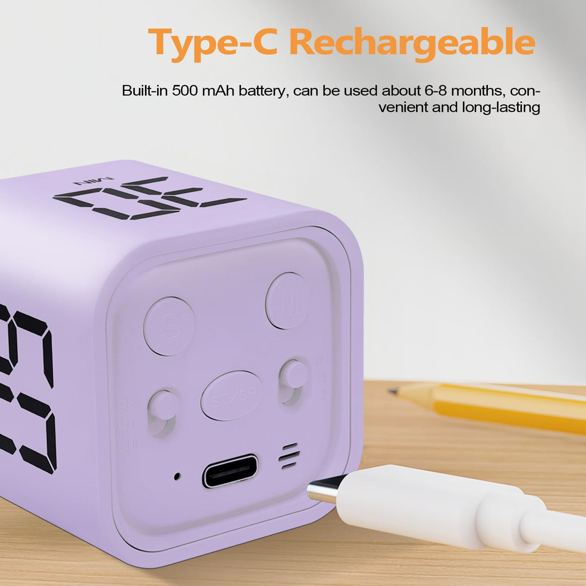GuDoQi cube timer USB-C rechargeable with long battery life
