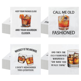Gueevin whiskey napkins with four designs for lively bars