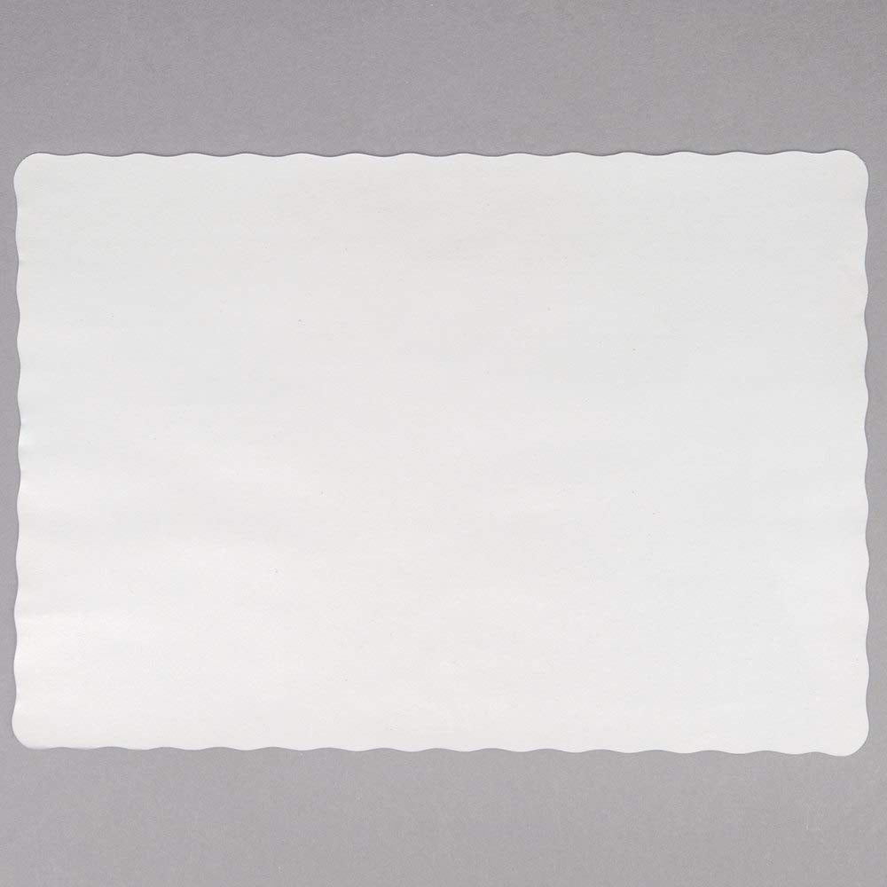 Guffman off-white placemat with scalloped edge enhances formal table presentation.