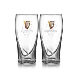 Guinness 20oz twin-pack glass front view for the perfect pour experience
