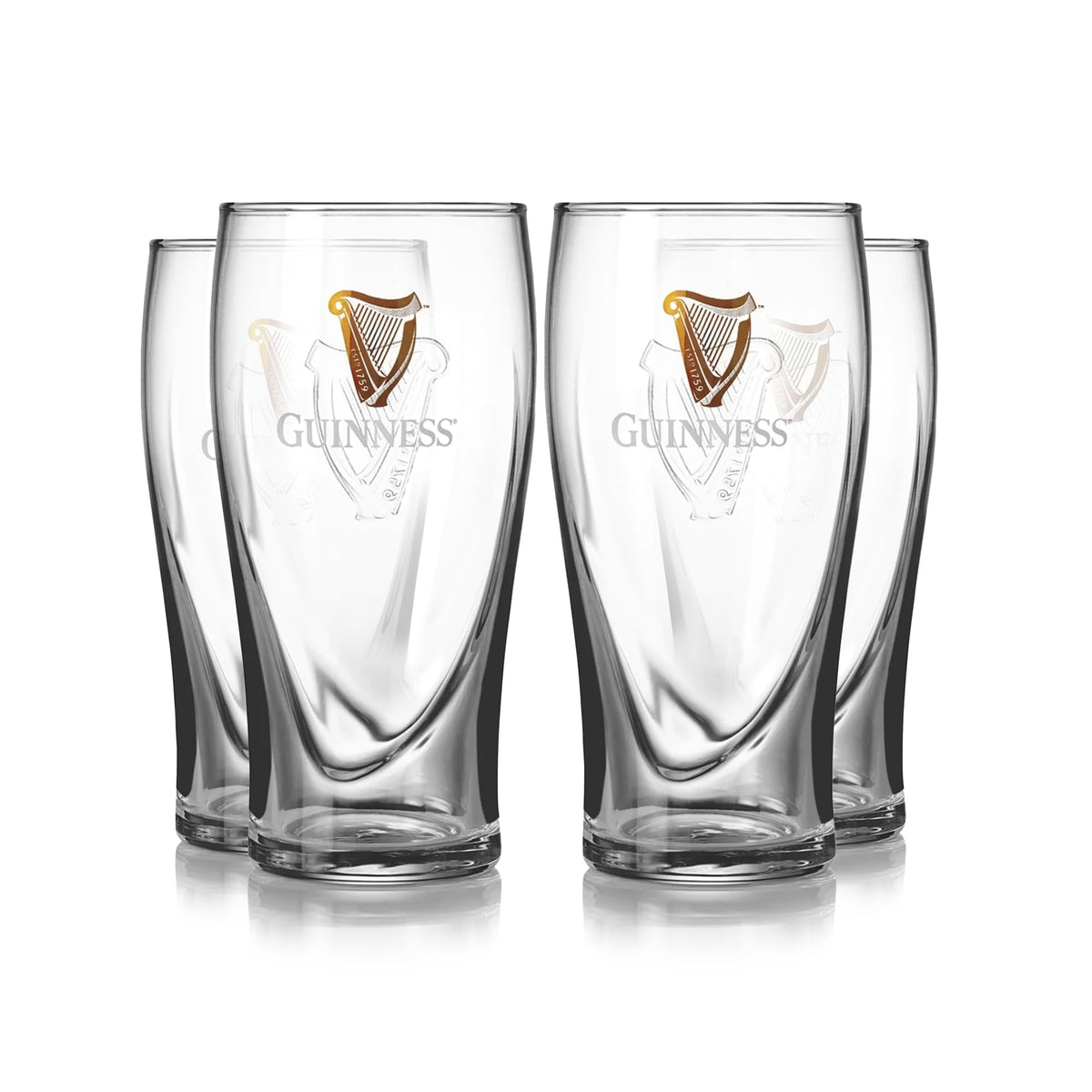 Guinness Gravity pint glass 20oz front view, ideal for home entertaining.