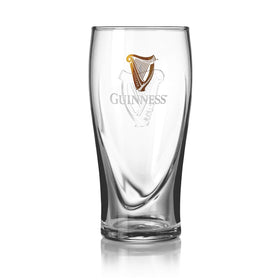 Guinness Gravity pint glass 20oz logo detail, showcases authentic branding for your bar.