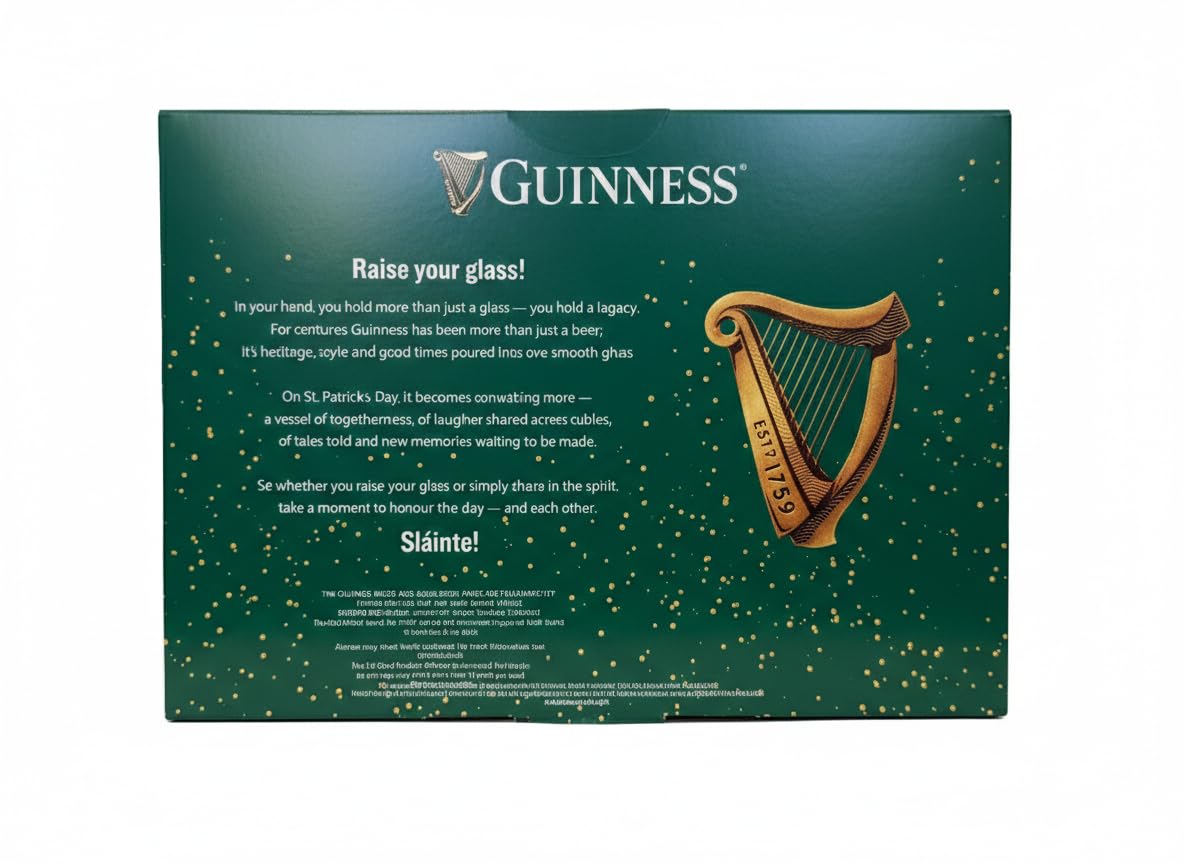 Guinness Gravity pint glasses in green packaging ideal for gift.