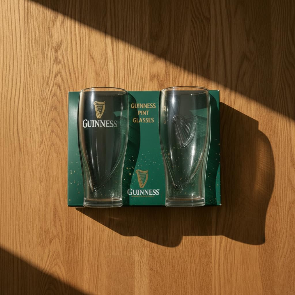 Guinness Gravity pint glass harp detail highlights craftsmanship.
