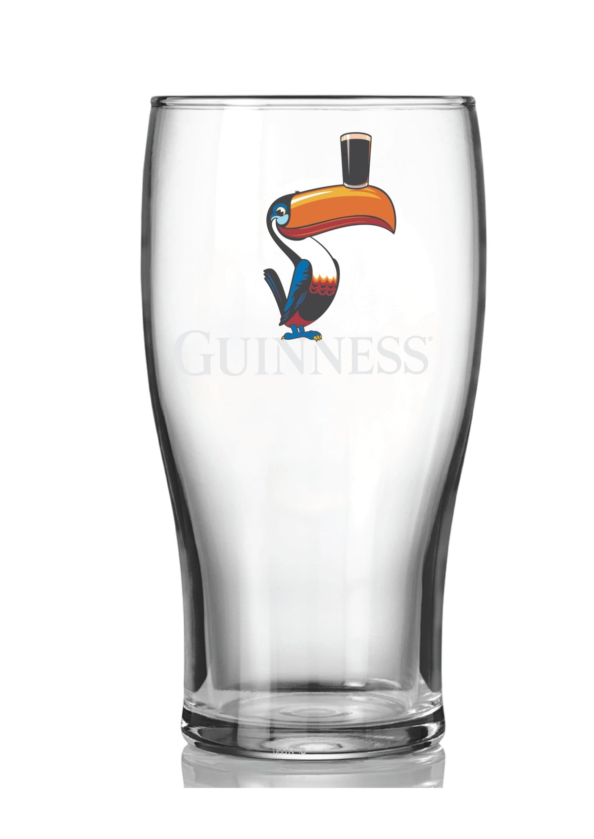 Guinness Toucan vintage design glass adds retro pub flair to a home bar.