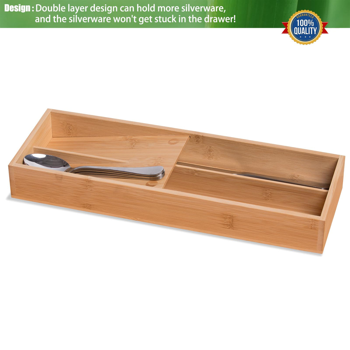 guiogc bamboo cutlery tray fits standard drawers with calm efficiency