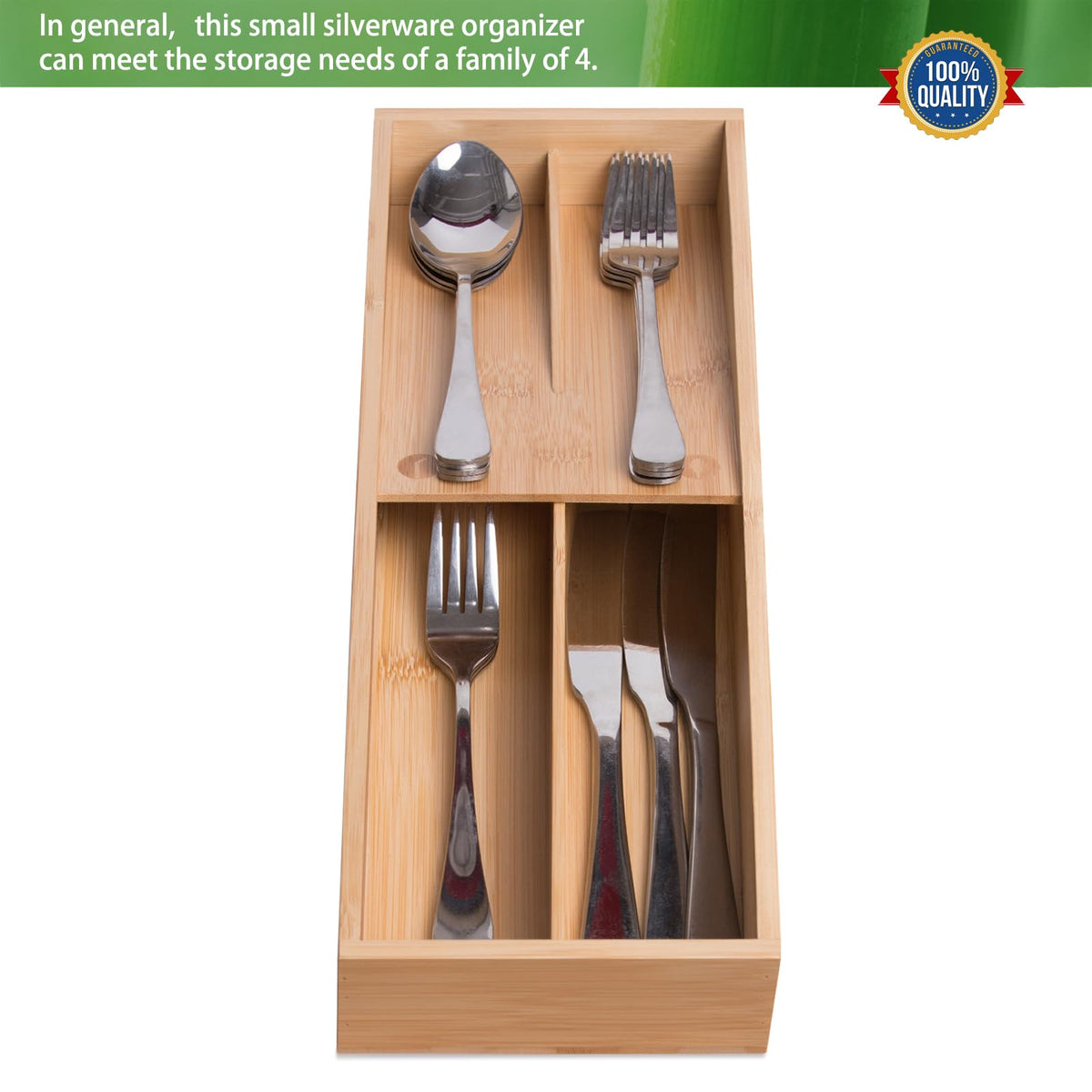 guiogc bamboo silverware organizer ideal for a 2-4 person family