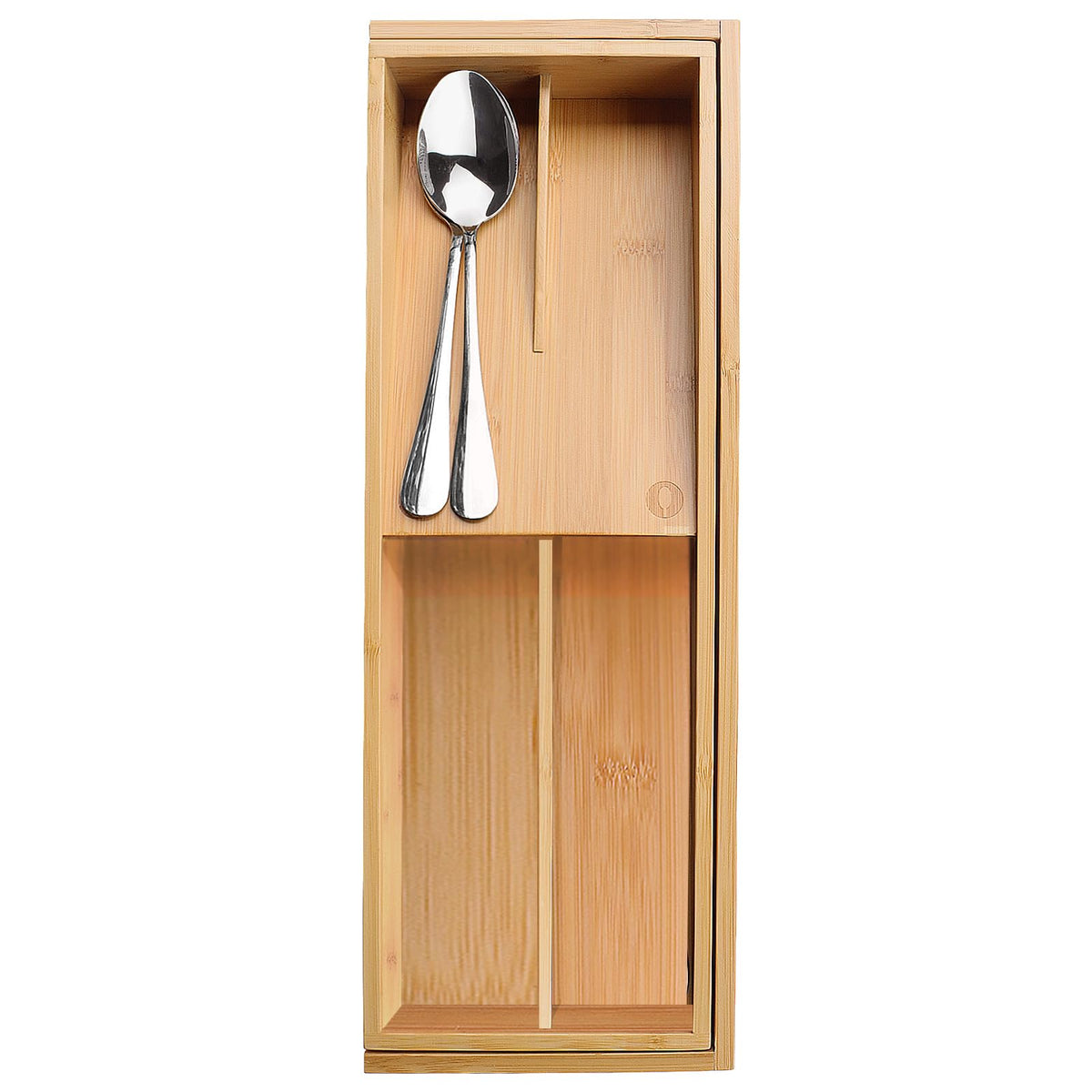 Guiogc bamboo utensil holder with icons sorts spoons, forks, and knives