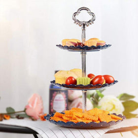Gukasxi crown gold 3-tier cake stand handle quick setup and storage.