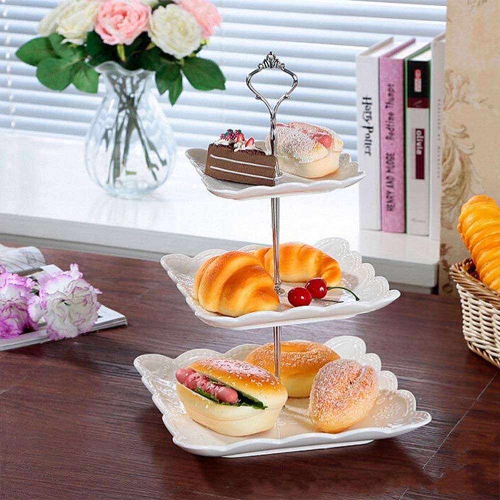 Gukasxi sunflower silver 3-tier cake stand handle versatile treats display.